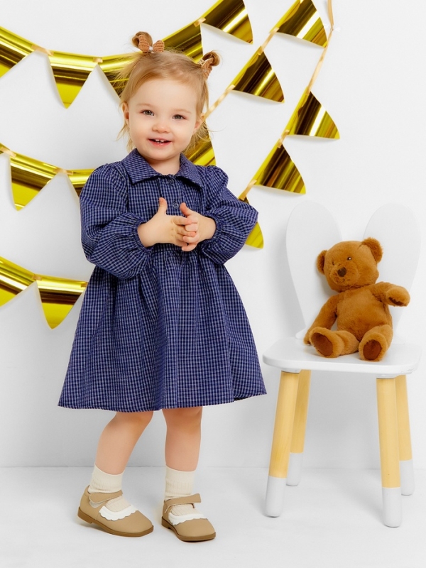 Платье Крошка Я Платье Крошка Я "Клетка", рост 74-80, синий