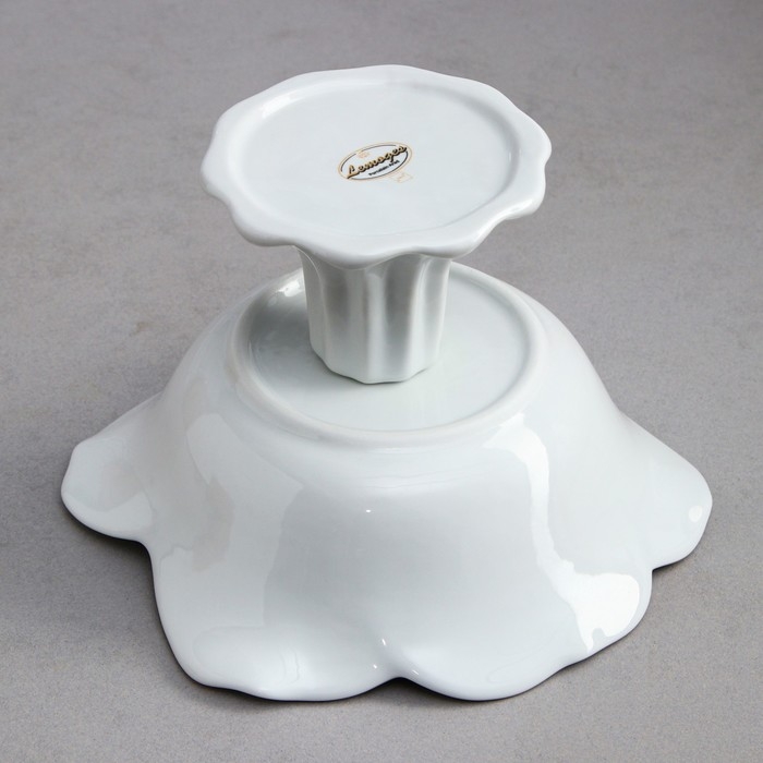 Салатник &laquo;Роза&raquo;, на подставке, 800 мл, золотая обводка, фарфор, Иран