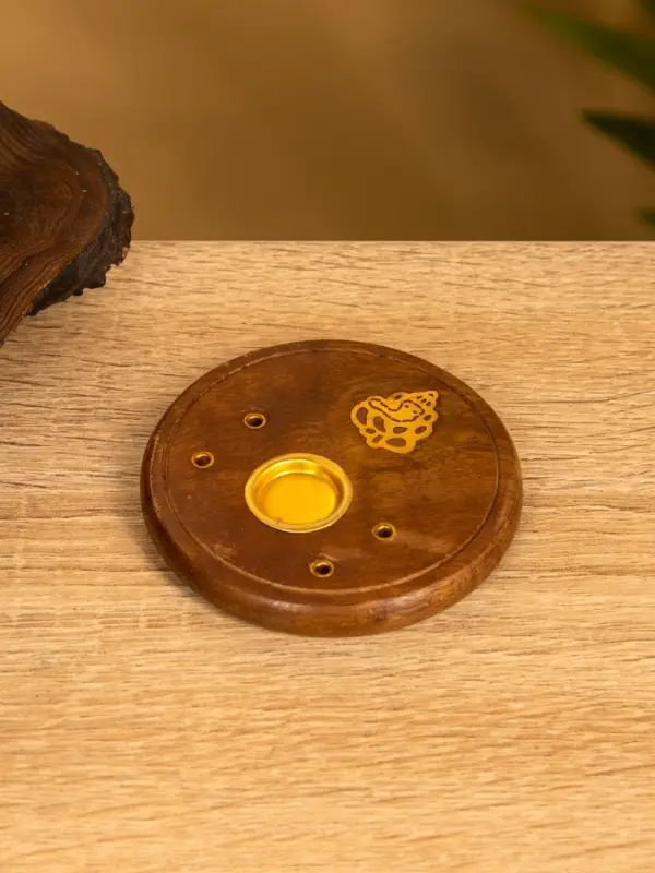 Подставка под благовония круглая, 8 см, дерево шишам, МИКС