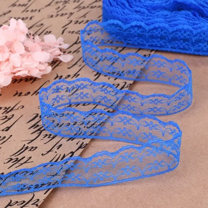Кружево капроновое, 23 мм, 10&plusmn;1 м, цвет синий №15