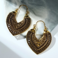 Серьги металл &laquo;Восток&raquo; сердце, цвет чернёное золото