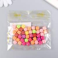 Бусины для творчества пластик "Игральный кубик" цветные набор 20 гр 0,8х0,8х0,8 см