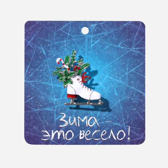 Брошь новогодняя &laquo;Конёк&raquo; с цветами, цветная в серебре