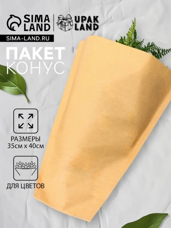 Пакет - конус крафт, 12+35&times;40 см