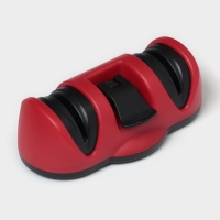 Точилка для ножей Доляна &laquo;Профи&raquo;, 13&times;7&times;4,5 см, с полировкой, на присоске, цвет красный