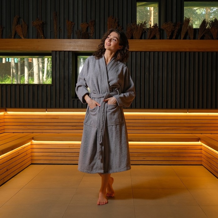 Халат махровый LoveLife Халат махровый LoveLife "Royal" цвет серый размер 46-48 (М) 100% хлопок, 330 гр/м2