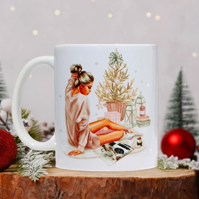 Новый год. Кружка керамическая &laquo;Нежность&raquo;, 320 мл , цвет белый