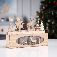 Светодиодная фигура &laquo;Новогодняя ночь&raquo; 24 &times; 17 &times; 6 см, дерево, батарейки AAAх2 (не в комплекте), свечение тёплое белое