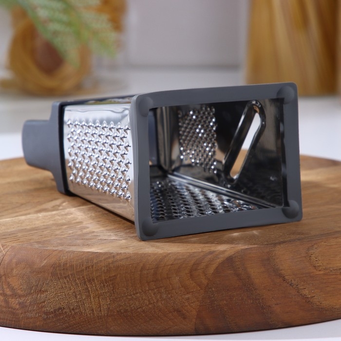 Тёрка четырёхгранная Доляна &laquo;Энергия&raquo;, 9&times;7&times;17 см, прорезиненное дно, цвет МИКС