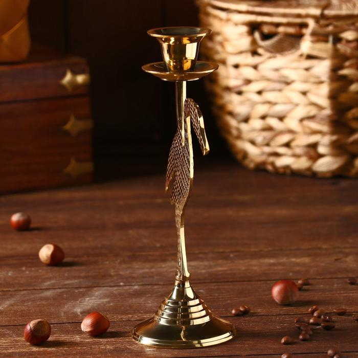 Подсвечник "Журавль" латунь 12,х7,8х23 см