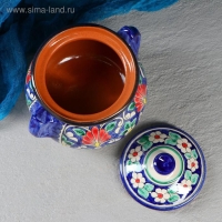 Сахарница Риштанская Керамика "Цветы", 1 л, синяя