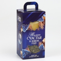 Подарочный набор новогодний &laquo;Счастья и достатка&raquo; : чай травяной, мёд кремовый хлопковый