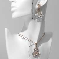 Гарнитур 2 предмета: серьги, кулон &laquo;Лотос&raquo;, цвет радужно-белый в золоте, 48 см