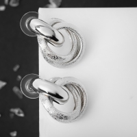 Серьги металл &laquo;Фьюче&raquo; круги плетения, цвет серебро