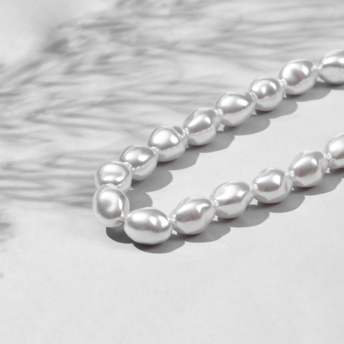 Бусины пластиковые на нити &laquo;Жемчуг&raquo; 1,4&times;1&times;1 см, (набор 80 шт.), цвет белый