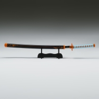 Сувенирное оружие "Катана Нобу" 75 см, клинок 48 см, рукоять голубая, на подставке