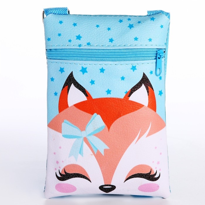 Подарочный набор для девочки «Добрая лисичка», сумка, значок, цвет голубой Подарочный набор для девочки «Добрая лисичка», сумка, значок, цвет голубой