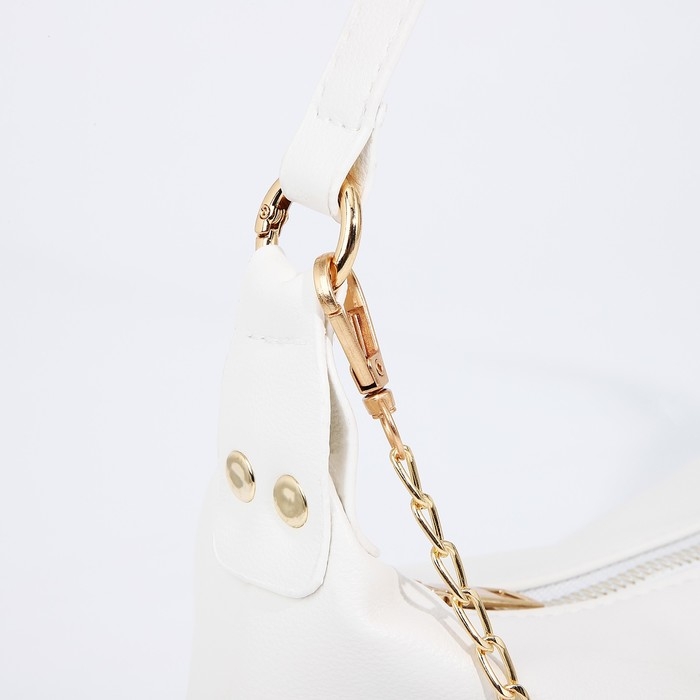 Сумка-багет на молнии, цвет белый
