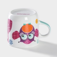 Набор детской посуды из керамики Доляна &laquo;Совушки&raquo;, 3 предмета: кружка 230 мл, миска 400 мл, тарелка d=18 см, цвет белый