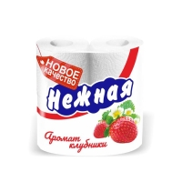 Туалетная бумага &laquo;Нежная&raquo; со втулкой, аромат клубники, 2 слоя, 4 рулона