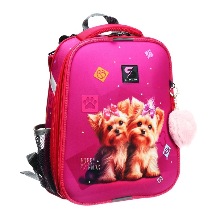 Рюкзак каркасный школьный 38 х 30 х 16 см, эргономичная спинка, Stavia "Йорки", розовый