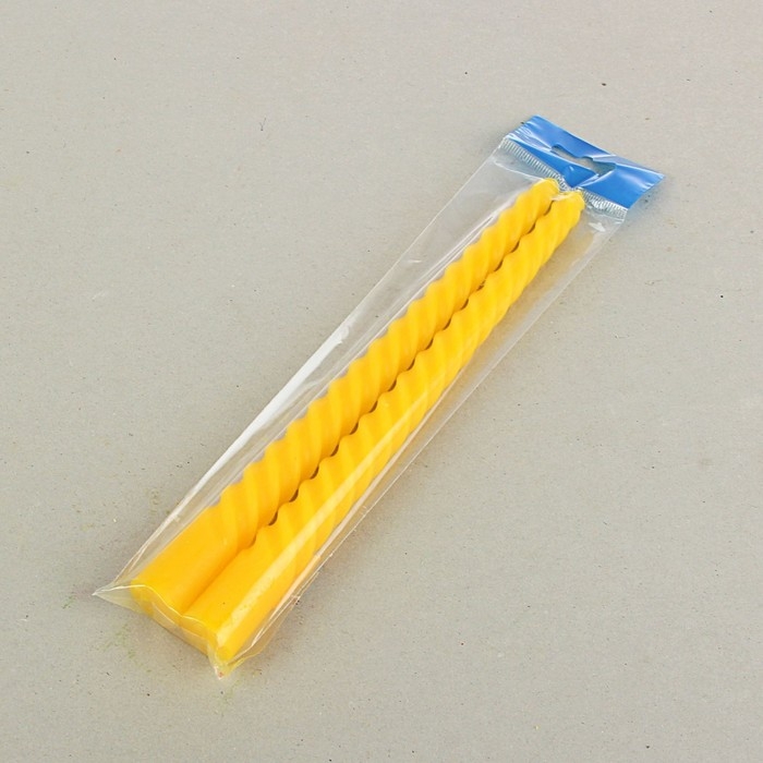 Набор свечей витых, 2,2х 25 см, лакированная 2 штуки, жёлтый Набор свечей витых, 2,2х 25 см, лакированная 2 штуки, жёлтый