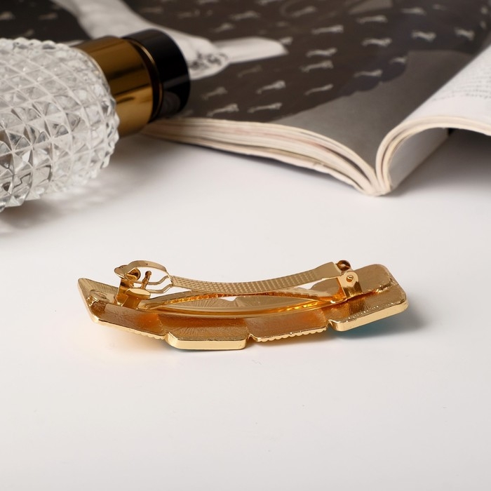 Заколка-автомат для волос "Ирма" 8 см, золотисто-голубой