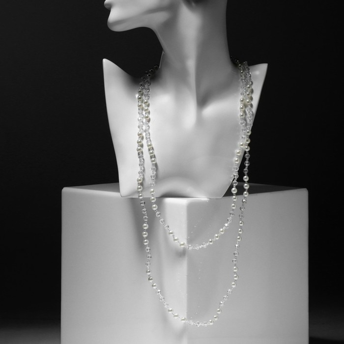 Бусы &laquo;Блеск&raquo; с жемчугом, шар №6, цвет бело-молочный, 150 см