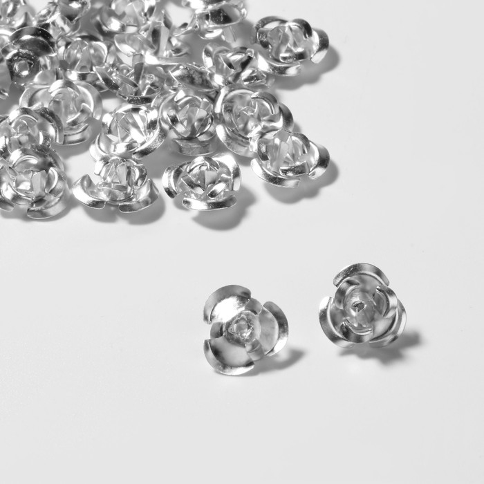 Бусина &laquo;Розочка&raquo;, 8 мм, (набор 30 шт.),цвет серебро