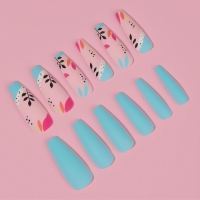 Накладные ногти &laquo;Бирюза&raquo;, 12 шт, с клеевыми пластинами, форма балерина, разноцветные