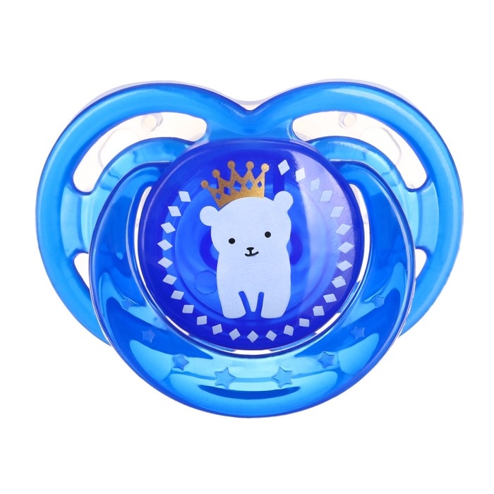 Соска- пустышка ортодотническая &laquo;Мишка&raquo; с колпачком, +6 мес., голубой