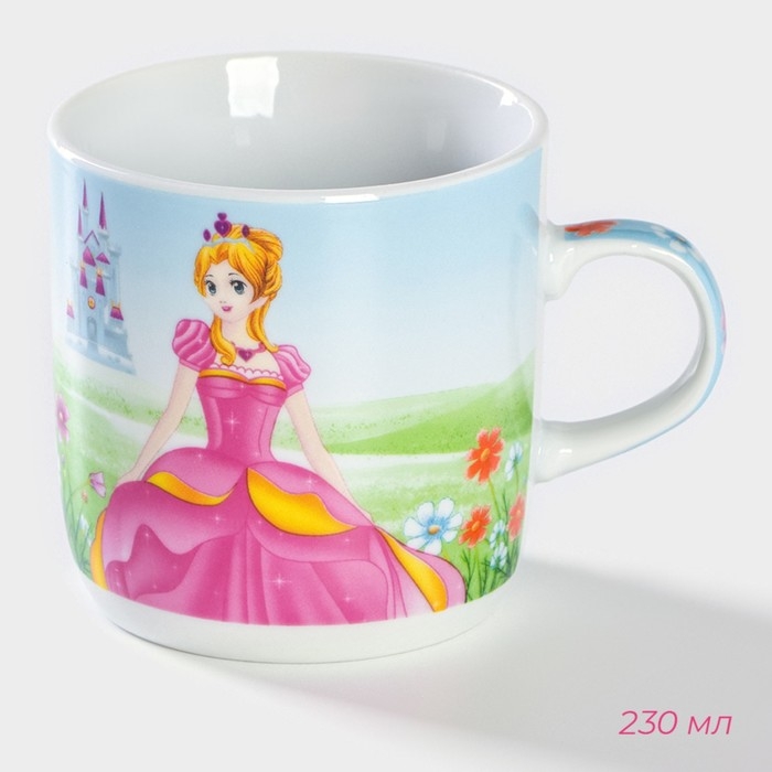 Набор детской посуды из керамики Доляна &laquo;Волшебница&raquo;, 3 предмета: кружка 230 мл, миска 400 мл, тарелка d=18 см, цвет белый