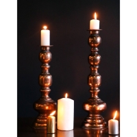 Подсвечник металл на 1 свечу "Эрмете" состаренная бронза 13,5х13,5х43,5 см