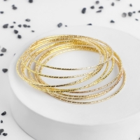 Браслет металл &laquo;Каркас&raquo; тонкая нить, набор 10 штук, цвет золото, 6,5см