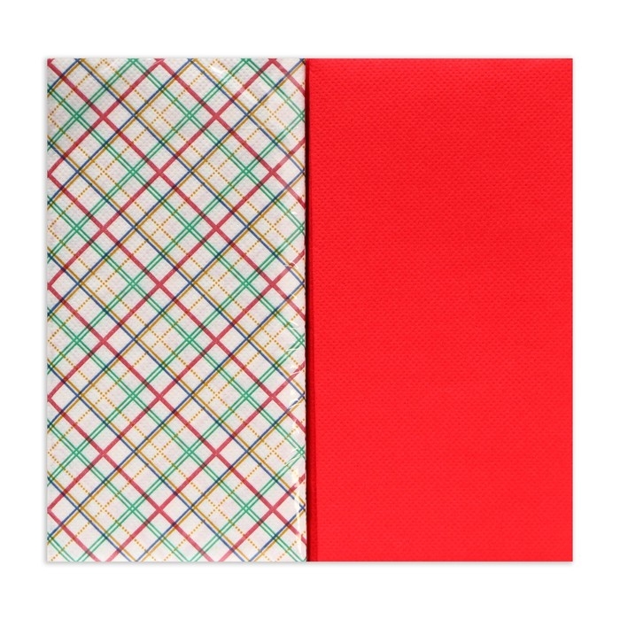 Новогодние салфетки бумажные Bouquet Original de luxe &laquo;Клетка + Красный&raquo;, 2 слоя, 33х33 см, 20 шт.
