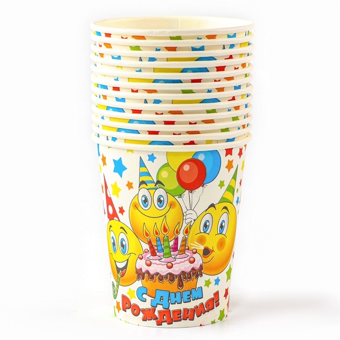 Набор посуды одноразовый &laquo;Смайлы&raquo;, 12 стаканов, 12 тарелок