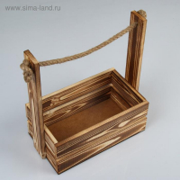 Кашпо деревянное 25.5&times;15&times;30 см "Аром", ручка канат, обожженный