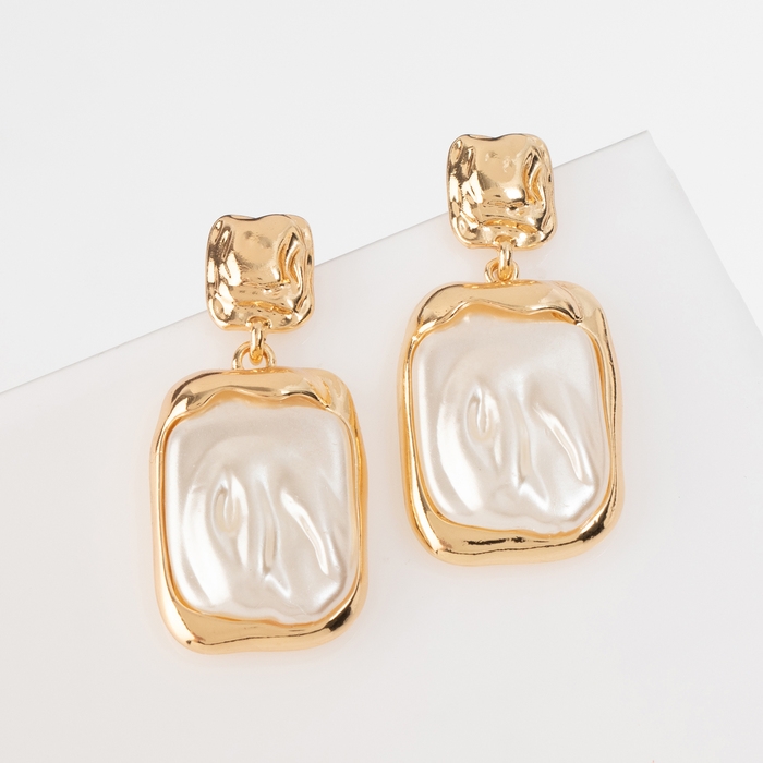 Серьги с жемчугом &laquo;Бусина&raquo; пленительность, цвет золото