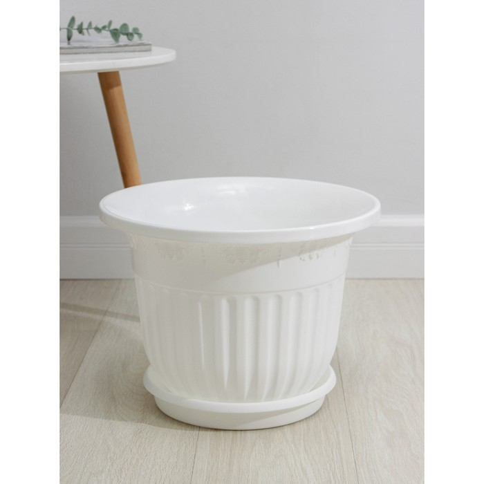 Горшок с поддоном «Лозанна», 17 л, d=41 см, цвет белый Горшок с поддоном «Лозанна», 17 л, d=41 см, цвет белый