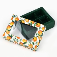 Коробка складная под 6 конфет &laquo;Мандаринки&raquo;, 13.5 х 9.8 х 3.8 см, Новый год