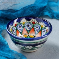 Пиала Риштанская керамика "Цветы", 8,5 см, малая коньячная, микс Пиала Риштанская керамика "Цветы", 8,5 см, малая коньячная, микс