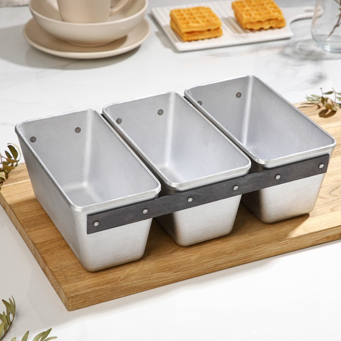 Хлебная форма прямоугольная, 32,5&times;21&times;10 см, 3-х секционная