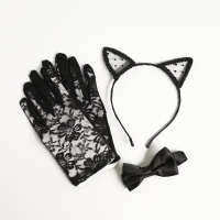 Карнавальный набор &laquo;Мяу&raquo; (ободок + ушки + перчатки + бабочка)