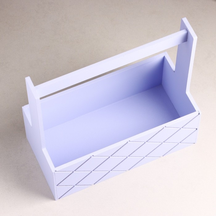 Кашпо деревянное Кашпо деревянное "Эллада большая, сетка", с ручкой, 25×12,5×10(25) см Лавандовый