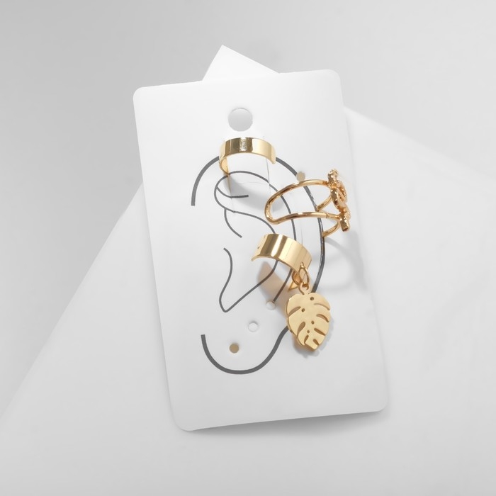 Новый год! Символ года 2025! Серьги &laquo;Каффы&raquo; природа, набор 3 шт., цвет золото