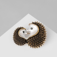 Брошь &laquo;Ёжики&raquo;, цвет чёрно-белый в чернёном золоте