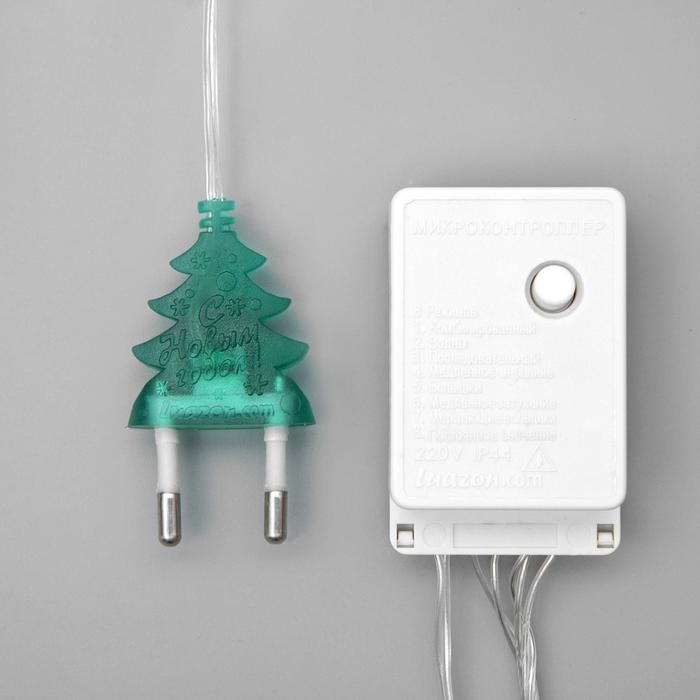 Гирлянда &laquo;Нить&raquo; 10 м, IP20, прозрачная нить, 100 LED, свечение зелёное, 8 режимов, 220 В