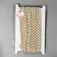 Тесьма декоративная, 10 мм, 10 &plusmn; 1 м, цвет белый/золотой