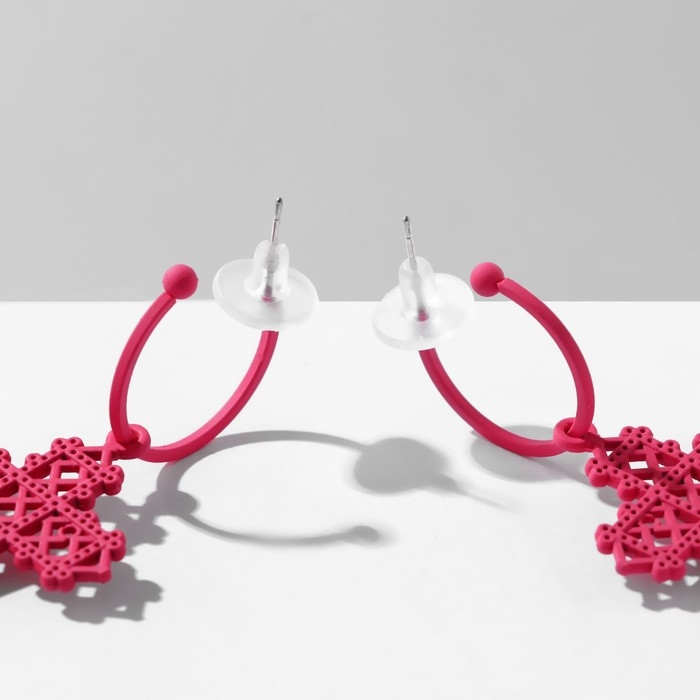 Серьги эмаль &laquo;Крестик&raquo; ажурный, цвет матовый розовый