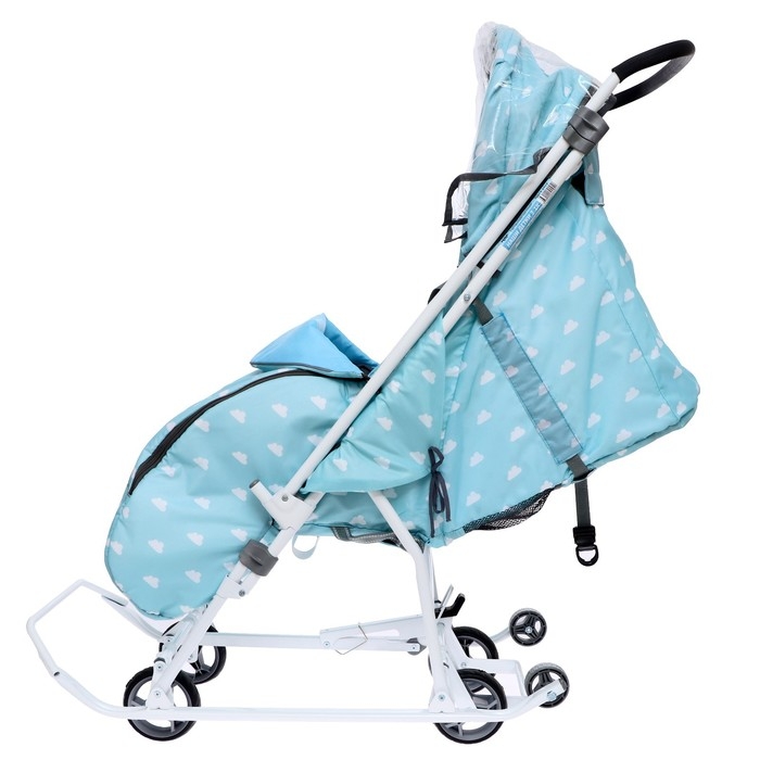 Санки-коляска &laquo;Наши детки 3-1К&raquo;, принт с облачками, цвет голубой